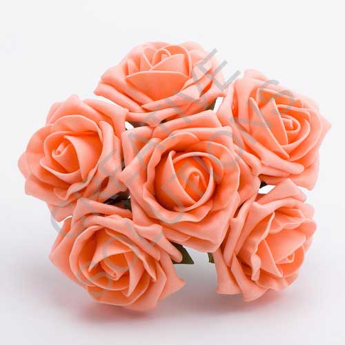 FR-0886 - Peach 5cm Colourfast Foam Roses